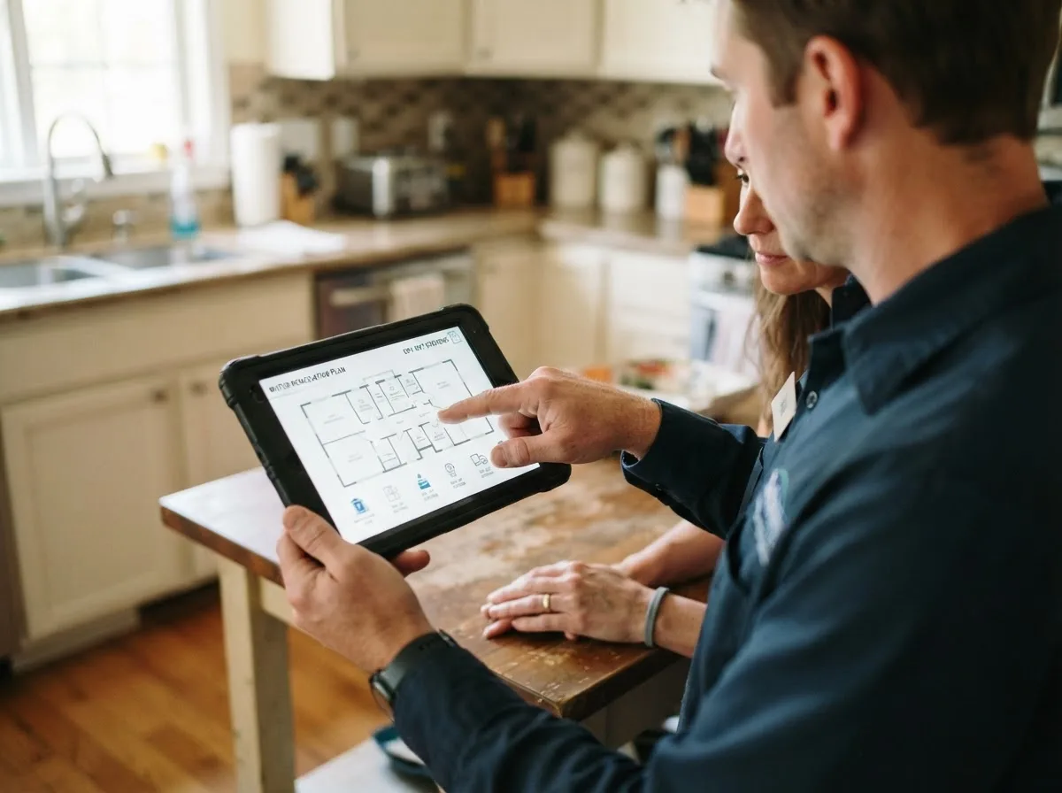 Water damage restoration technician inspecting a home in Lee Vining, CA